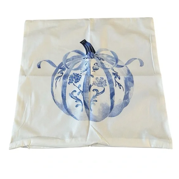 New!Chinoiserie Blue Pumpkin Coquete Bow Covers,Bow Blue White Decorative Pillow - Picture 5 of 7